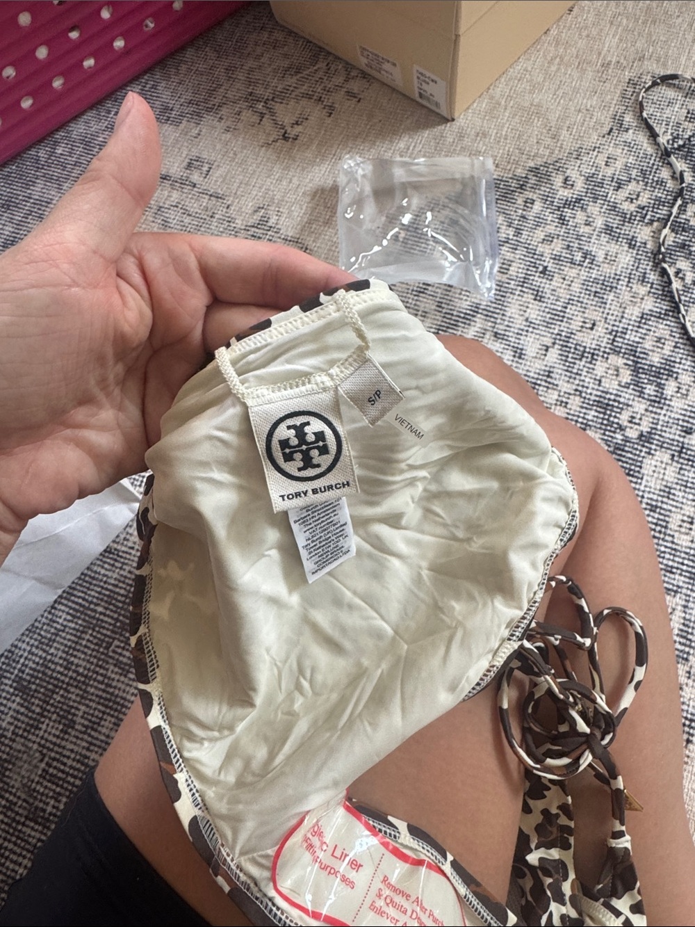Tory Burch Brown and White Reva Leopard-Print Triangle Bikini Set Small - Picture 4 of 5